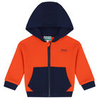 Younger Boys Orange & Navy Blue Logo Tracksuit, 1, hi-res